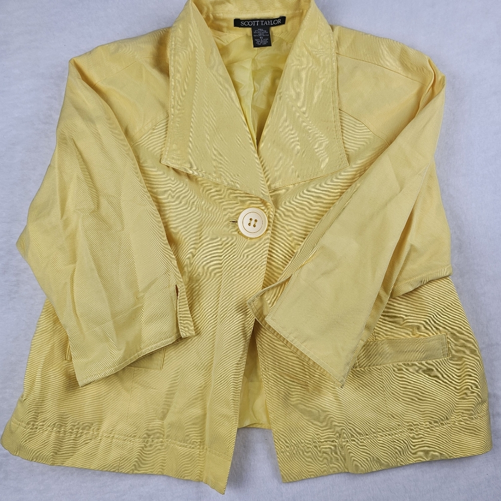 Scott Taylor Wide Ball Collar Jacket Single‎ Button 3/4 Sleeves Spring Yellow 1X